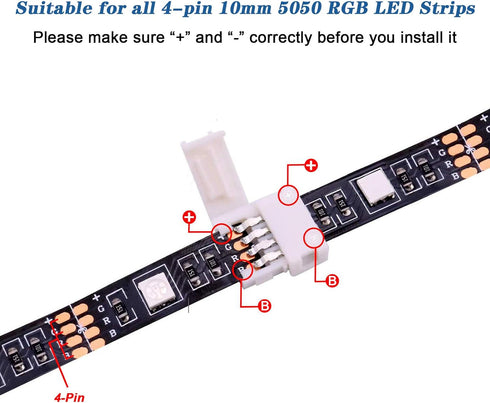 Mudder 95 Pieces 4 Pin LED Light Strip Connectors Set Including Screw Clips, 4 Pin LED Connectors, Cuttable T, L and X Shape PCB Board for SMD 505...