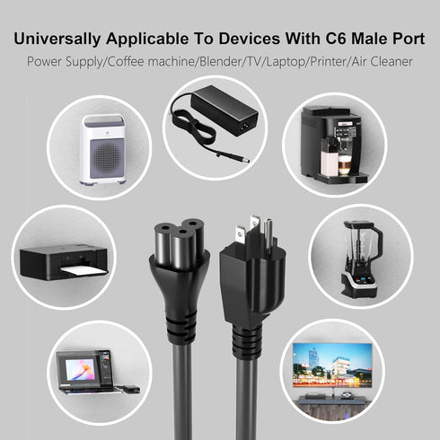 Huanchain 3ft 2 Pack 3 Prong Power Cord for Computer TV Monitor AC PC LG LED LCD Smart 1080p HDTV, Power Cable for Samsung Dell Hp Asus Sony Toshi...