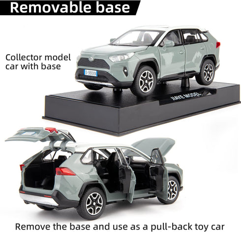 Model Car 1/32 RAV4 Alloy Diecast Collectible Toy Car with Light and Sound Toy Vehicle Door Can Be Opened for Boys Kids Toddler Gift (Gray)...