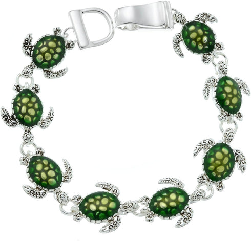 Green Sea Turtle Bracelet Silvertone...