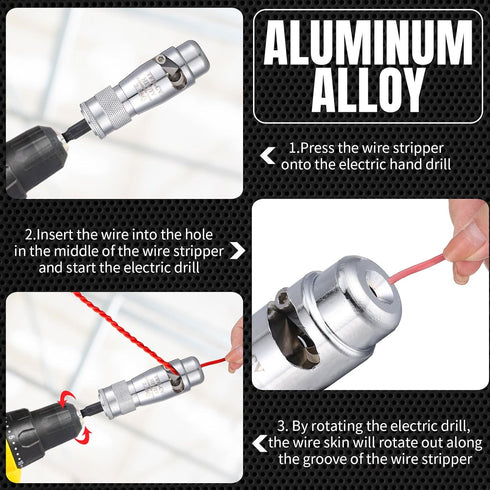2 Pcs Wire Stripper Aluminum Alloy Twisting Stripping Tool with Wrench Fast Wire Twisting Tool for Drill, Electrical Wire Twister, Power Drill Wir...