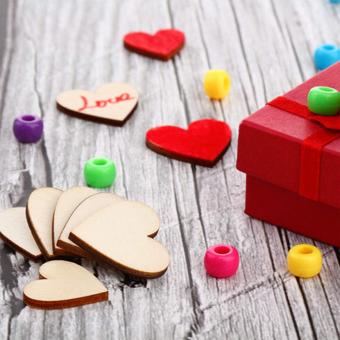 Blulu 500 Pieces Wood Heart Cutouts 0.3 inch/0.4 inch/0.5 inch/ 0.8 inch/1 inch Unfinished Wooden Slices Blank Heart Embellishments Ornaments for ...