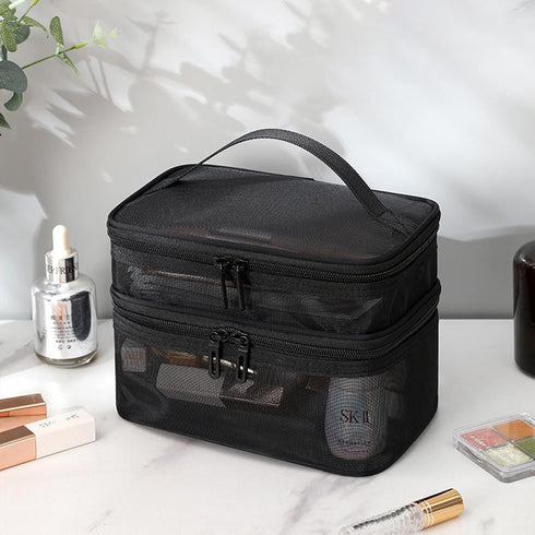 Travel Makeup Bag Organizer Case for Women: Clear, Compact, and Stylish Cosmetic Pouch with Zipper for Makeup Essentials...