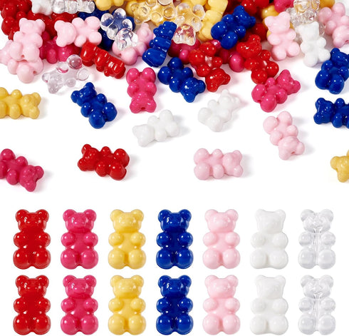 70Pcs Acrylic Gummy Bear Beads Cute Animal Beads 7 Colors Fake Gummy Bear Bracelet Beads Flat Back Kandi Candy Beads for Crafts DIY Jewelry Making...