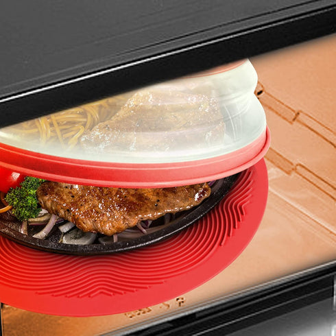 2 in 1, Aidacom Microwave Mat & Food Cover- Mat as Bowl Holder, Cover for Splatter Guard, Multi-use: Silicone Trivet, Pot Holders, Drying, Baking,...