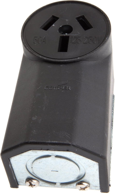 Forney 58499 Electrical Receptacle, Crowfoot Type, Wall Receptacle 50-Amp, 125/250-Volt , Black...