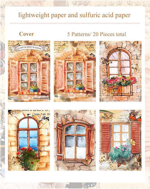 MAFELOE Scrapbook Supplies 6 Packs, 20 Pieces Each, Junk Journal Kit Decoupage Paper Scrapbook Paper Materials-Door&Window Flower...