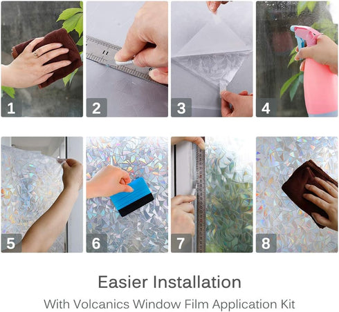 Volcanics Window Privacy Film Static Window Clings Vinyl 3D Window Decals Window Stickers Rainbow Window Film for Glass Door Home Heat Control Ant...