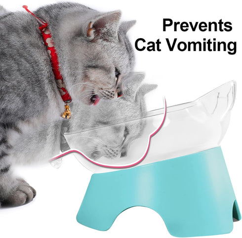MILIFUN Cat Bowls, Cat Food Bowls Elevated Tilted, Anti Vomiting Kitty Bowls for Puppy and Bunny, Orthopedic Cat Bowls for Indoor Cats.(Blue)...