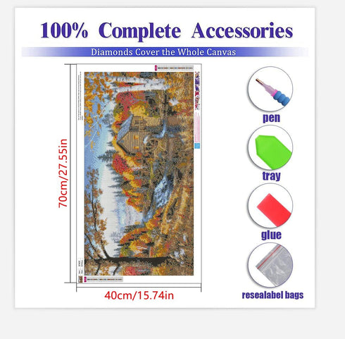BOHADIY Diamond Painting Kits for Adults Rural Landscape Abstract 5D Diamond Art Kits for Adults, Large Size DIY Full Drill Paintings with Diamond...