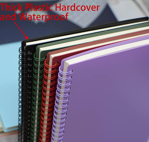 Yansanido Spiral Notebook, 4 Pcs 10 Inch x 7.4 Inch B5 Thick Plastic Hardcover 7mm College Ruled 4 Color 80 Sheets -160 Pages Journals for Study, ...
