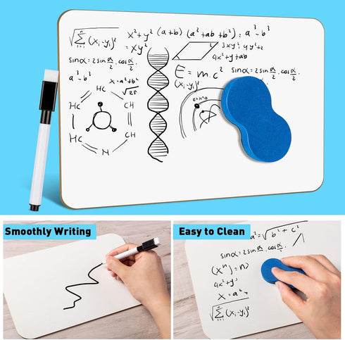 3 Packs Dry Erase White Board, Mini Portable Double Sided White Boards for School Supplies with 3 Markers and 3 Erasers 7''x 9.8''...