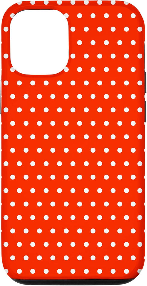 iPhone 12/12 Pro Case, Red Phone Cover, Red and White Polka Dots Phone Case...