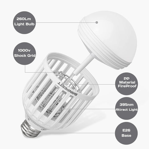 Bug Zapper Light Bulb 2-in-1 Indoor Mosquito Zapper Gnat Trap- Electric Fly Insect Killer&Bug Catcher for Home Backyard Patio...