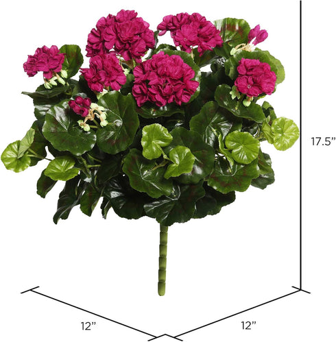 Vickerman Everyday Artificial Purple Geranium Bush 17.5" Long - Premium Faux Floral Decor for Wedding or Everyday Arrangements - Maintenance Free ...