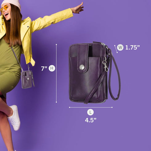 Mundi Jacqui RFID Crossbody Wallet for Women, Vegan Leather Small Travel Handbag with Phone Holder, Compact Organizer with Card Slots and Adjustab...