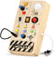 Joyreal Montessori Busy Board Toy for Toddlers, LED Wooden Sensory Board with 8 Switch Light Designs, Early Activity Motor Skills Educational Toys...