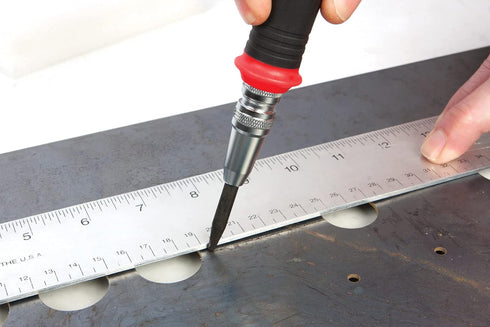 Performance Tool W7550 Automatic Center Punch HD - Precise and Durable Tool for Marking and Punching Materials, Black...