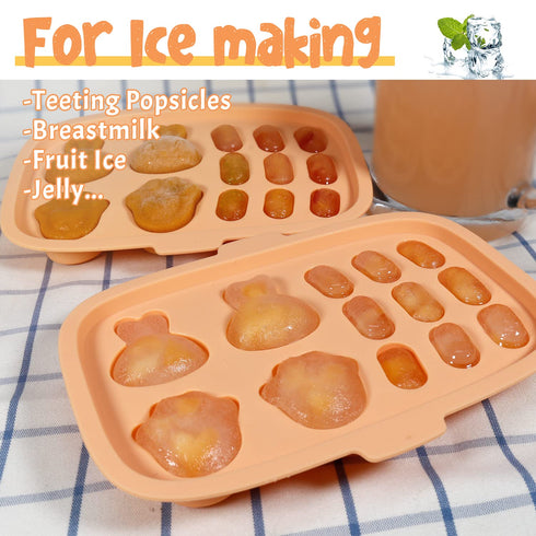 Baby Food Freezer Tray, Peunitory Baby Popsicle Molds Baby Food Storage Containers Silicone Ice Cube Trays Freezer Safe Breastmilk Popsicle Molds ...