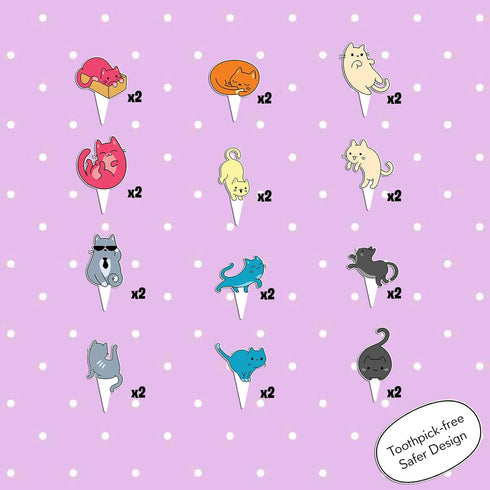 24-pack Food-safe and Child-safe Cake Toppers by Citadel Black - No Assembly Required, 100% Food-safe and Recyclable, Cupcake and Cake Toppers for...