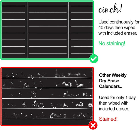 Cinch Magnetic Dry Erase Weekly Calendar Blackboard for Fridge 17"x12" - 4 Fine Tip Markers & Large Eraser w/Magnetic Weekly Planner for Fridge - ...