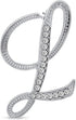 Large Statement ABC Pave Crystal Cursive Script Monogram Letters Alphabet Initial Scarf Lapel Pin Brooch For Teen Women Rose, Yellow Gold Silver P...