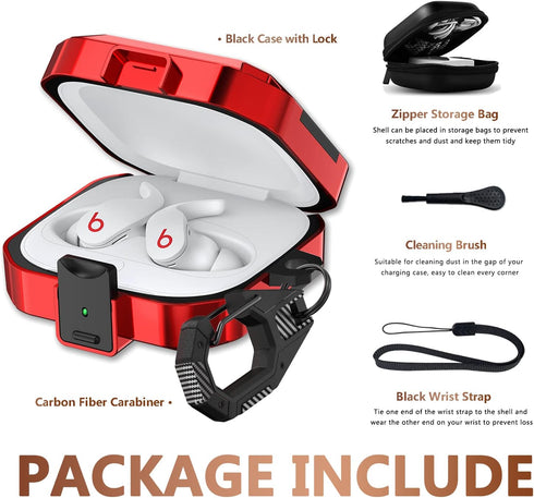?with Anti-Drop Lock? Carbon Fiber Beats Fit Pro Case Cover 2021,Shock-Absorbing Beats Fit Pro 2 Protector with Accessories Keychain/Zipper Storag...