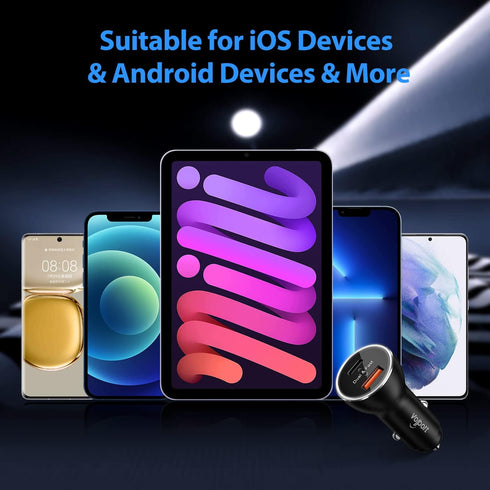 PD Fast Charging Car Charger with MFi Certified USB C Lightning Cable Carplay Cord 3.3ft, VOLPORT Auto Quick Adapter 39W Car Charger Power Deliver...