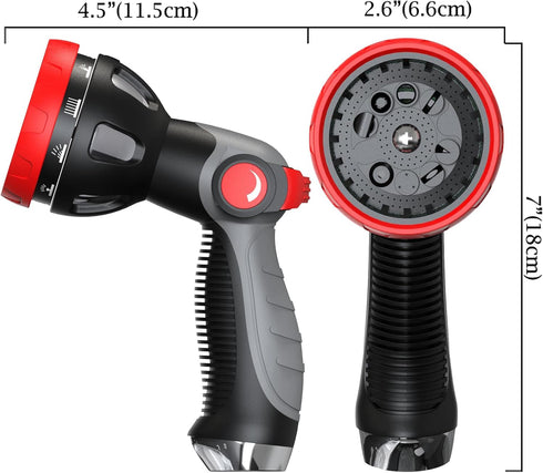 Garden Hose Nozzle - 10 Adjustable Patterns Metal High Pressure Hose Nozzle, Garden Hose Spray Nozzle with Thumb Control Design, Hose Sprayer for ...
