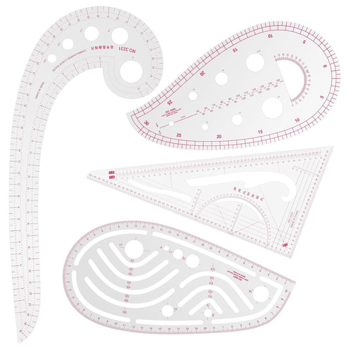Sew French Curve Metric Ruler, 4 Style Plastic Sewing Tools Measure Ruler French Curve Pattern Ruler Kit for Sewing Pattern Making Design DIY Dres...