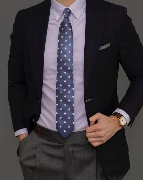 Navy Blue Tie for Men Classic Polka Dot Striped Plaid Paisley Microfiber Necktie Wedding Business Party Gift...