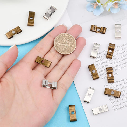 CHGCRAFT 32Pcs 2Styles Rectangle Bolo Tie Slides Clasp Accessories Blank Bolo Tie Slides for DIY Bolo Tie Making, Antique Bronze and Platinum...