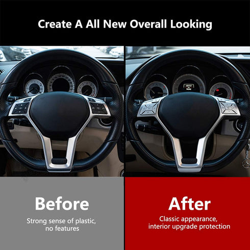 Steering Wheel Button Trim Cover Stickers Inner Car Decoration Fit for Mercedes Benz E C G Class W204 2012-2016 Interior Accessories Silver - 12Pc...