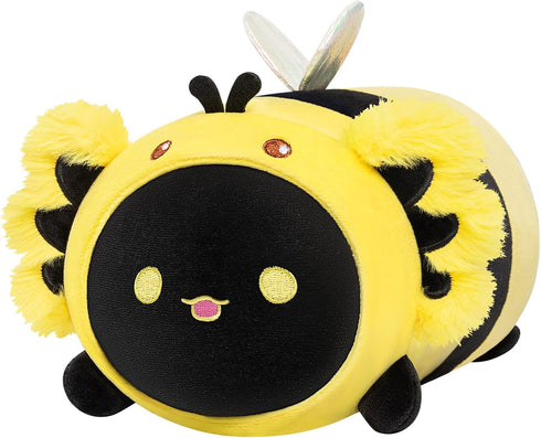 Cute Black Axolotl Bee Plush, Kawaii Plushies Honeybee Stuffed Toy, Axolotl Plushie with Bee Outfit Costume, Animal Hugging Cuddly Pillow, Soft Sq...