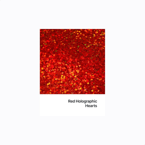 Hemway Craft Glitter - 1/8" 0.125" 3mm - Heart Shaped Valentines Love Glitter Nails, Face, Arts, Crafts and Decoration - Red Holographic - 50g...