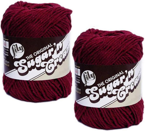 Lily Sugar 'n Cream 100% Cotton Limited Edition Yarn ~ 2-Pack (Wine #0015)...