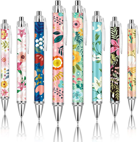 8 Pcs Ballpoint Pens for Women and Girls 1.00 mm Cute Writing Pens Black Ink Fancy Pens Fine Point Smooth Writing Pens for Journaling, Aesthetic S...