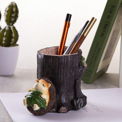 Desk Pen Toothbrush Pencil Pot Holder,Cute Resin Hedgehog Holder, Desktop Organizer Container Stationery Storage Office Desk Decoration...