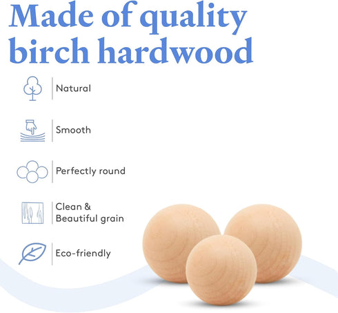3/8 Inch Small Wood Balls, Pack of 100 Wooden Balls for Crafts and DIY Project, Hardwood Birch Wood Balls, by Woodpeckers...