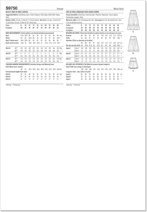 Simplicity Misses' Pull-on Skirt in Three Lengths Sewing Pattern Packet, Code S9750, Sizes 8-10-12-14-16, Multicolor...