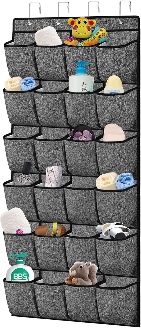 homyfort Over the Door Shoe Organizer, Hanging Shoe Rack Storage Holder with 24 Large Pockets for Closet Door, Men Women Kids Shoes, Cruise (Black...