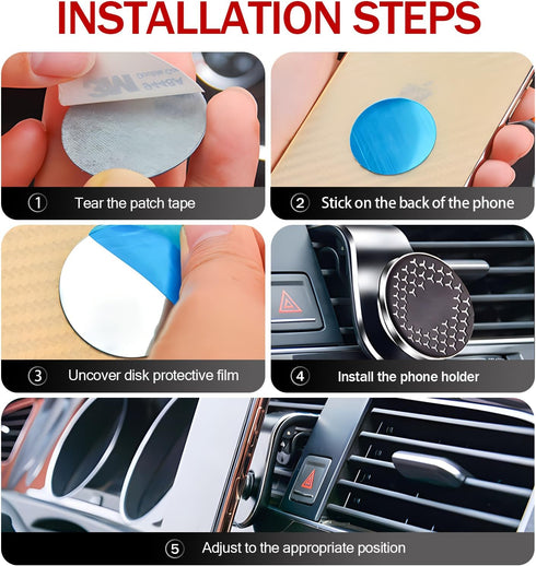 Pack-1 Car Air Vent Phone Mount with Adhesive, 360° Adjustable Durable Metal Vehicle Phone Holder for 3-7In Phone, Universal Automotive Phone Stor...
