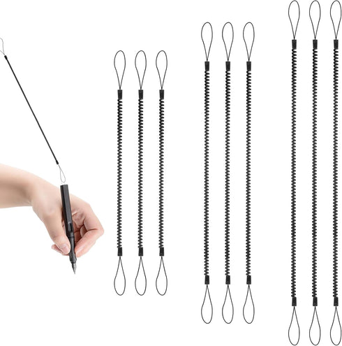 9 PCS Elastic Lanyard Tether Retractable Spring Coil Strap Pens Coil Spring Straps Touch Pens Plastic Coil Spring Leash Stylus Lanyard Cord for Te...