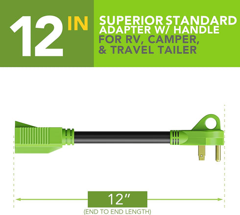 30 Amp Male to 15 Amp Female Dogbone Adapter RV Electrical Converter Cord Cable (30A Male - 15A Female)...