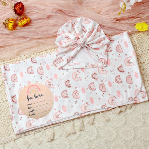 Baby Swaddle Blanket and Headband Set, Newborn Receiving Blanket Swaddle Wrap for Girls and Boys, Swaddling Blankets Neutral for Newborn?Soft and ...