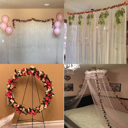 Miracliy 5Pcs 41FT Flower Garland Artificial Rose Arch Vines Fake Spring Floral Garland for Flower Wall Backdrop Wedding Mothers Day Garden Tea Pa...