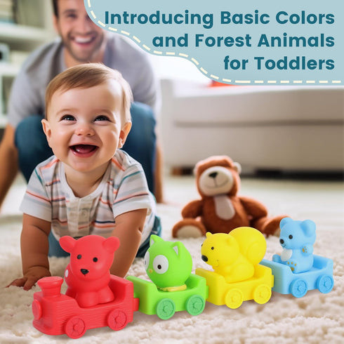 Toddler Toys Age 1-3, Baby’s First Animal Train Toy, Sensory & Soft Stacking Toys, Bright Colors - Preschool Learning Activities for Kids...