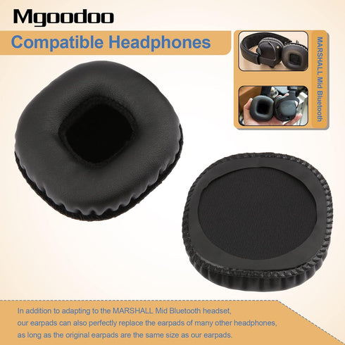 Mgoodoo 1 Pair Replacement Ear Pads for Marshall Mid Bluetooth On-Ear Headphones, Soft Leather Ear Cushions Memory Foam Headset Earpads, Ear Cups ...