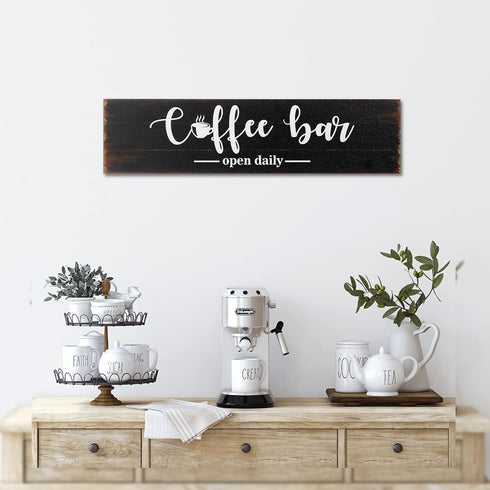Coffee Bar Sign Wood Coffee Station Decor Rustic Small Wall Art Farmhouse Coffee Wall Decor Wooden Coffee Bar Accessories Wall Hanging Plaque for ...