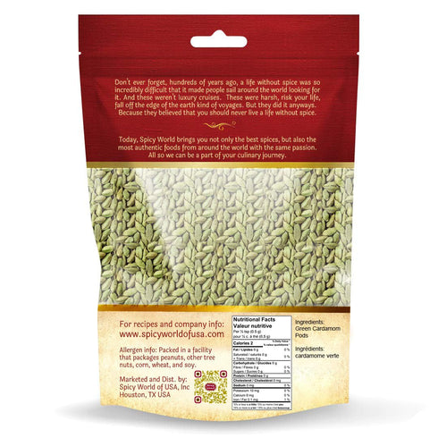 Spicy World Whole Green Cardamom Pods 7 Oz Large Bag (200g) - Natural Spice, Vegan, Large, Aromatic - By Spicy World...